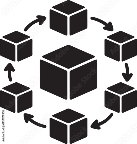Box cycle. Package circulation. Vector illustration isolated. Product management logistics.