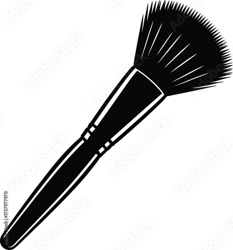 Cosmetic Makeup Brush Applying Blush Powder Beauty Accessory Tool Isolated Vector Icon