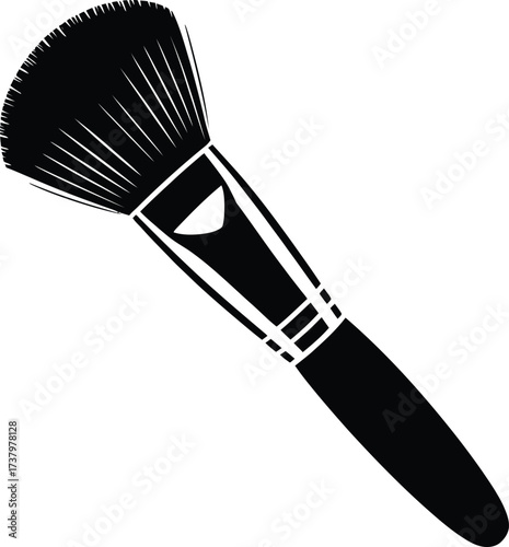 Makeup Brush Applying Cosmetics Face Powder Skin Care Tool Accessory Isolated Vector