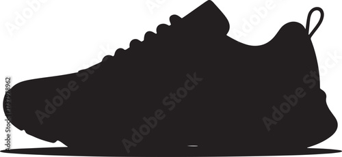 Sneaker Silhouette Athletic Shoe Footwear Training Sport Fitness Black Vector Isolated