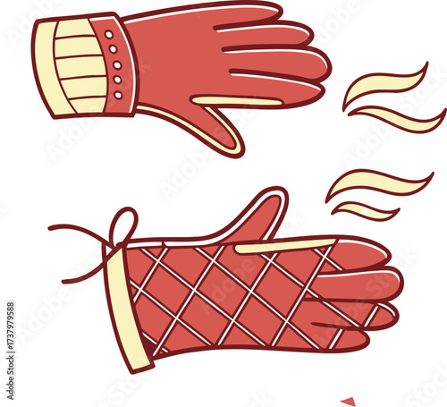 Kitchen gloves for hot cooking safety icon