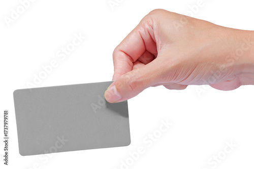 hand holding a blank card isolated. high quality png image