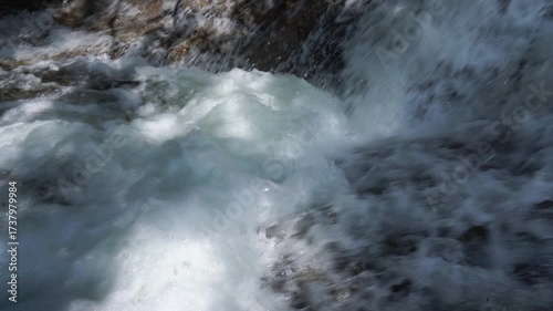 4K video footage of rushing water at Khao Khram Waterfall in Phatthalung, Thailand.