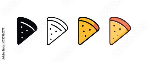 Vector icon crepe four styles black solid glyph outline minimal flat multicolor filled cartoon flat shaded.