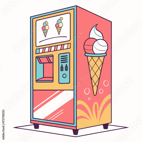 Bright ice cream vending machine with colorful cones 1
