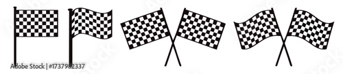 Checkered flag icon set, sport racing flag, race flag sign, car motorbike racing, finish line flag set
