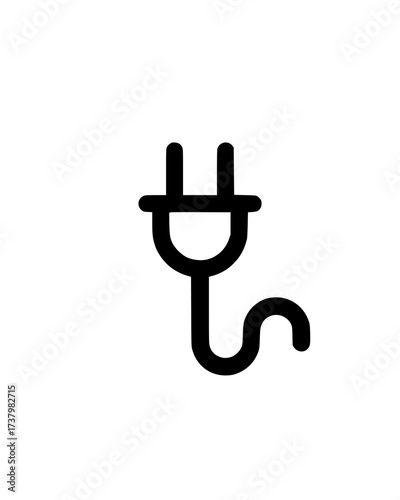 Minimalistic black electrical plug icon