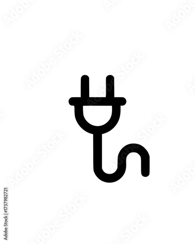 Minimalistic black electrical plug icon