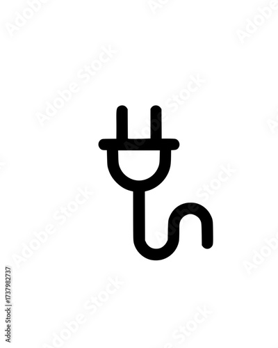 Minimalistic black electrical plug icon