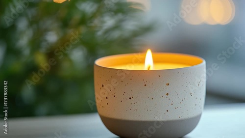 A single lit candle placed on a table surface