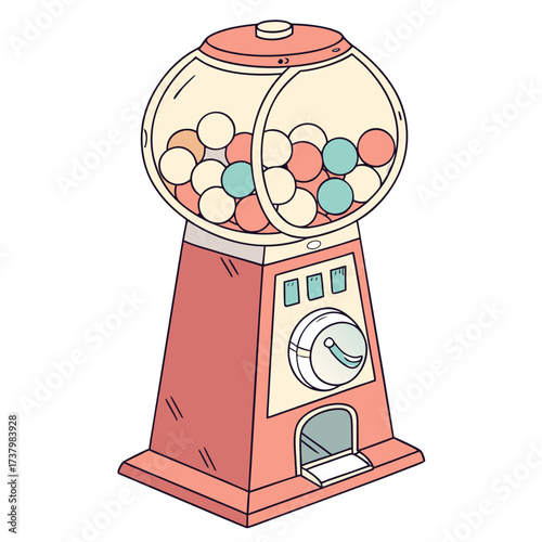 Colorful gumball machine with pastel gumballs candy