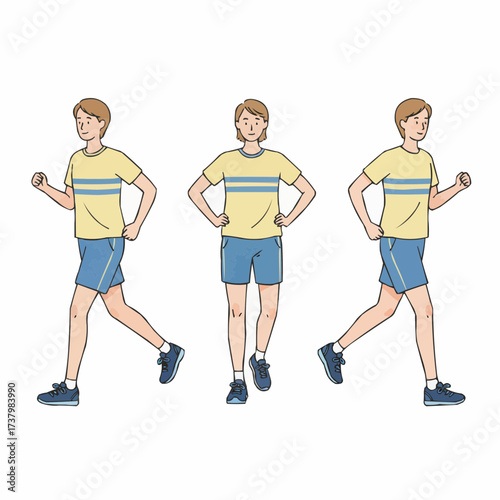 Person Running and Exercising Fitness and Workout Routine Jogging Man Illustration