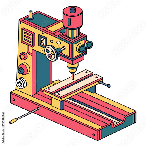 Colorful isometric milling machine illustration industrial