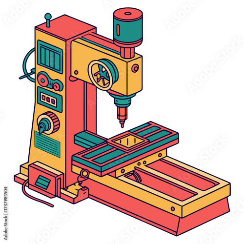 Colorful isometric milling machine illustration industrial 1