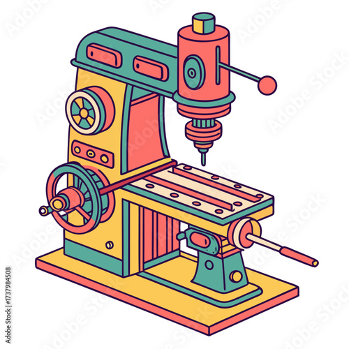 Colorful isometric milling machine illustration industrial equipment