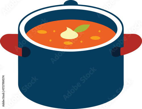 Vector illustration of a dutch oven with simmering soup