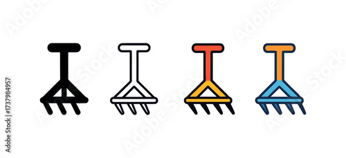 Vector icon harrow four styles black solid glyph outline minimal flat multicolor filled cartoon flat shaded.