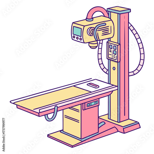 Colorful medical x ray scanner machine illustration