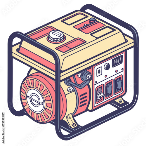 Colorful portable generator with dark blue frame power generator