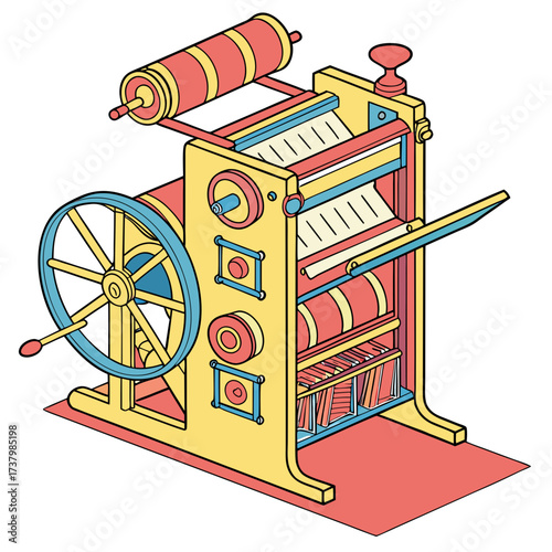Colorful printing press machine with crank industrial