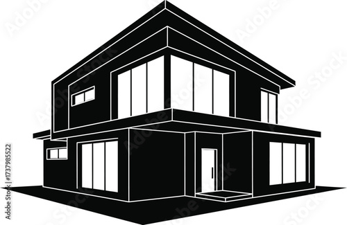 Modern architectural house design silhouette