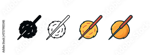 Vector icon pitch bale spear four styles black solid glyph outline minimal flat multicolor filled cartoon flat shaded.
