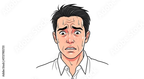 Man with Anxious Expression - A Portrait of Worry and Concern.