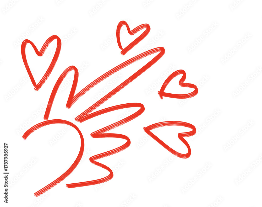 Fototapeta premium A vibrant red heart symbol with radiating lines and smaller hearts, isolated on a transparent background, symbolizing love, passion, and celebration, perfect for romantic themes and graphic design ele