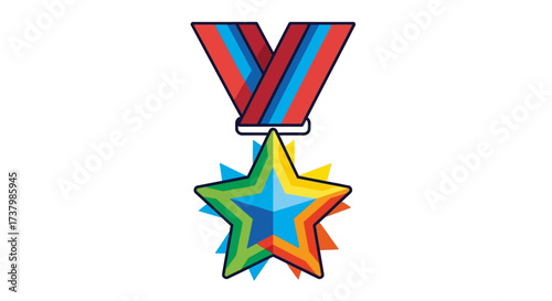 Vibrant star medal illustration conveying triumph and achievement in colorful design style