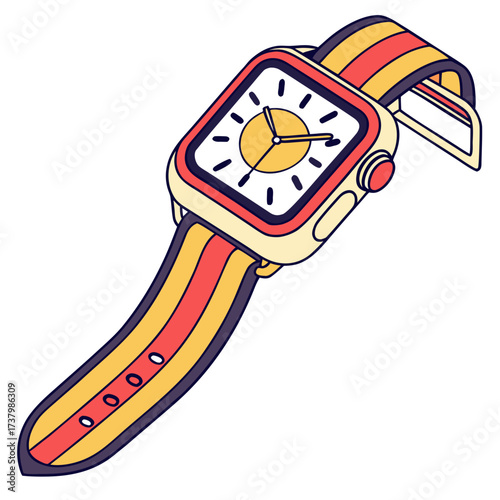 Colorful smartwatch with striped strap illustration