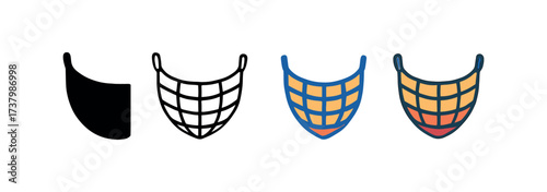 Vector icon safety net four styles black solid glyph outline minimal flat multicolor filled cartoon flat shaded.