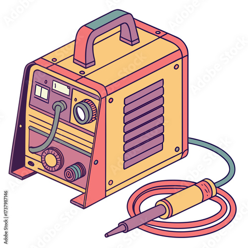 Colorful welding machine with torch on white background 1