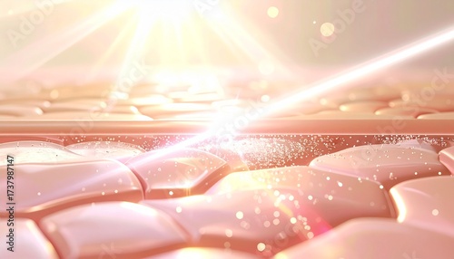 Wallpaper Mural Close-up illustration of skin layers with bright light beams, showing cellular structure. Torontodigital.ca