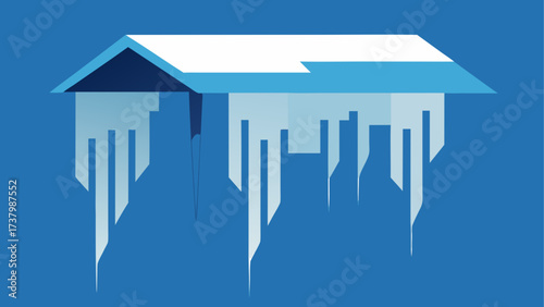 House covered with snow and icicles winter