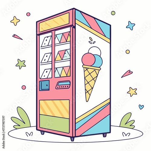 Cute ice cream vending machine with colorful design