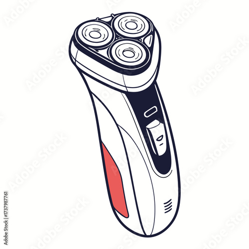 Electric shaver illustration with red accent razor