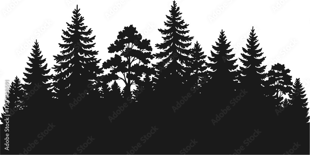 Obraz premium Tree Forest Silhouette Vector Illustration