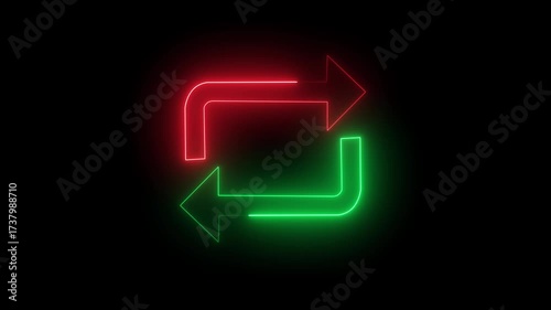 A glowing blue neon arrow sign is a vector icon concept for direction, business, or technology illustration