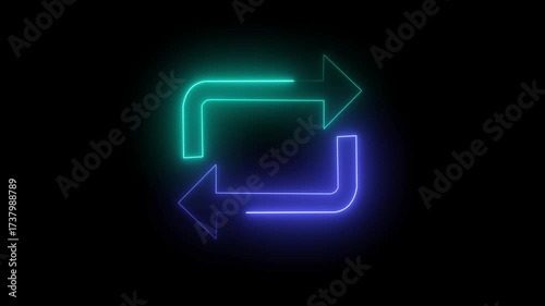 A blue neon arrow sign provides a technology concept illustration for web design