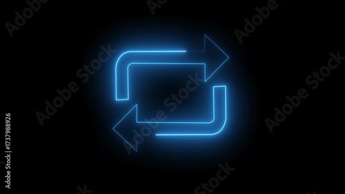 A digital blue neon arrow sign vector icon illustrates a concept of internet technology business design