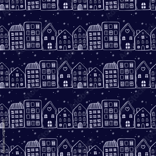 Wallpaper Mural Seamless pattern with hand drawn doodle vector illustration on dark background Torontodigital.ca