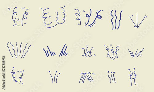 Hand drawn doodle lines showing concentrated lines vector design.