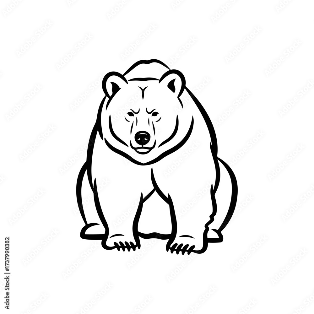 Fototapeta premium Focused Bear Illustration - A Bold and Powerful Design.