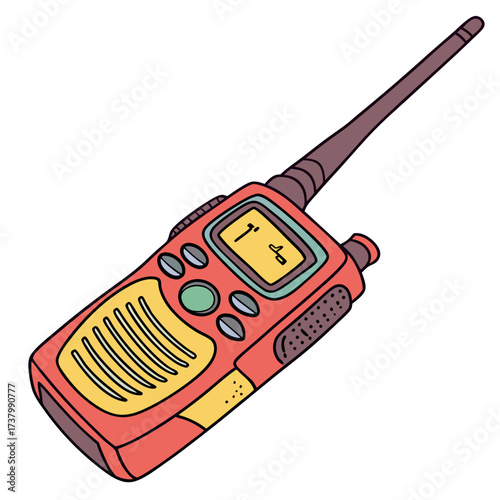 Red and yellow walkie talkie illustration radio communication