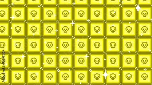 Pixel art tile scull icon Looping animated background. 1080P (3)