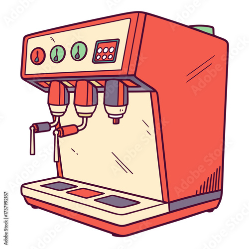 Retro red soda fountain machine illustration vintage