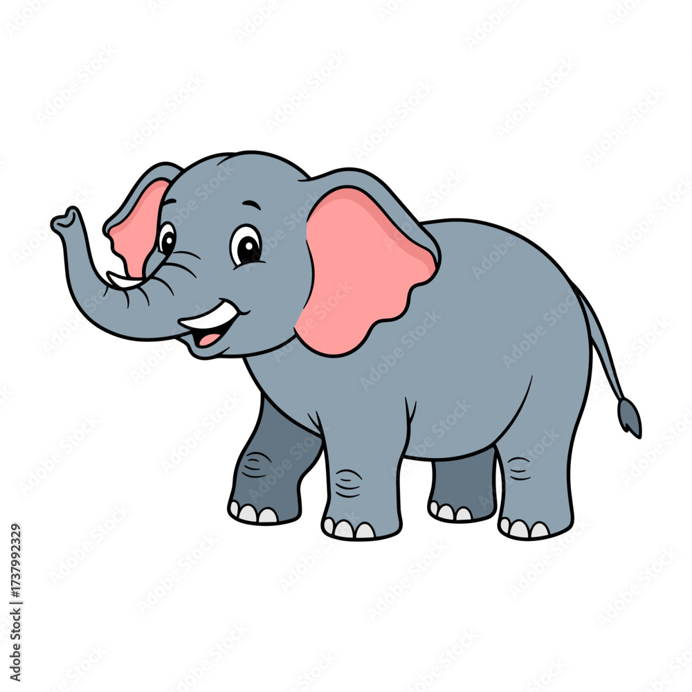 Naklejka premium Cute Cartoon Elephant Vector Illustration