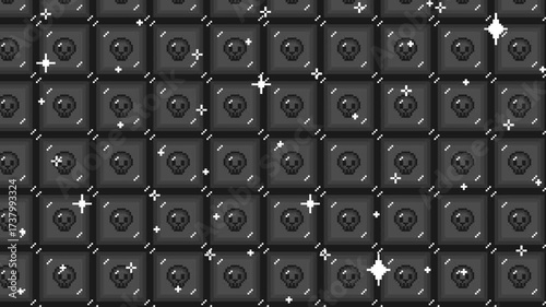 Pixel art tile scull icon Looping animated background. 1080P (6)