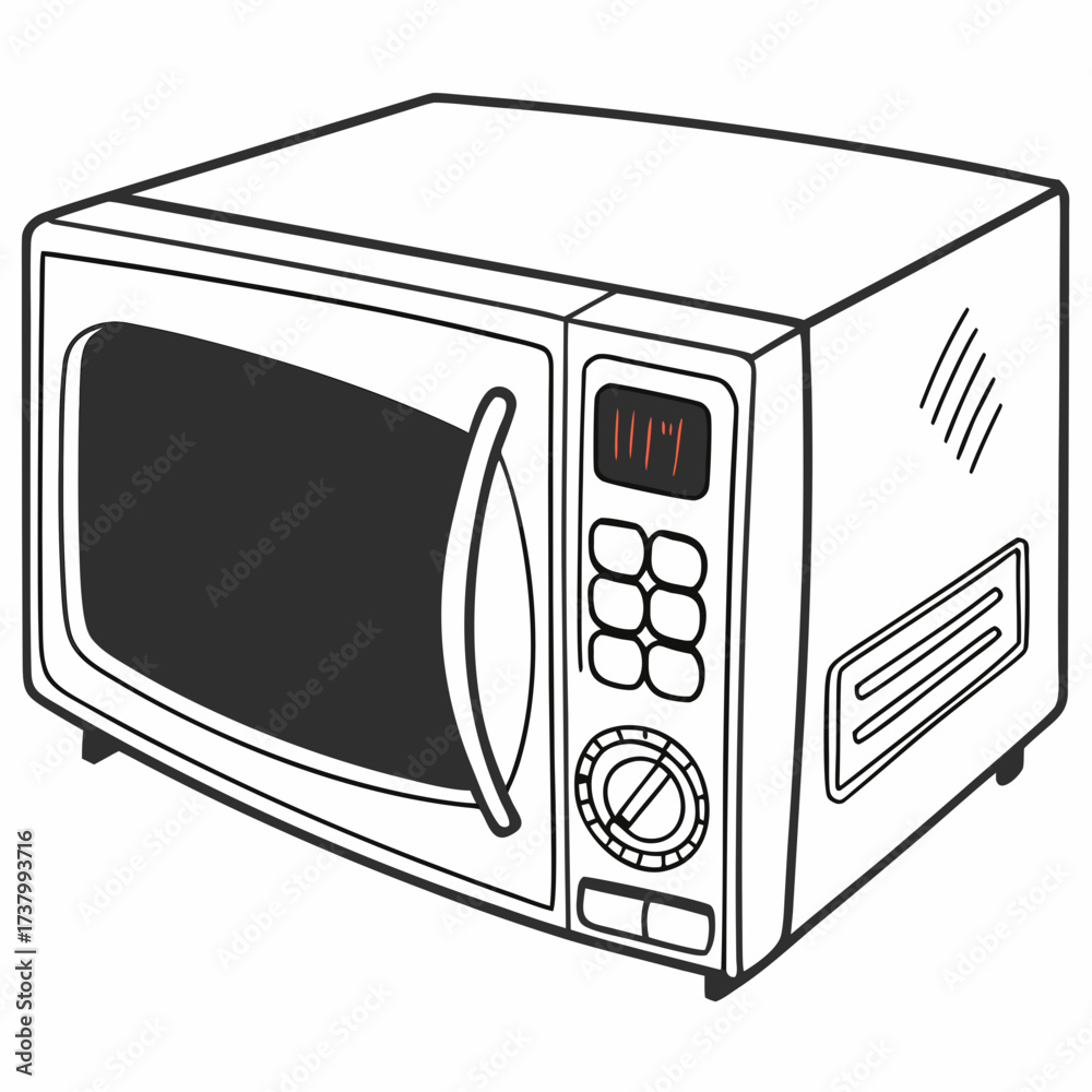 Fototapeta premium White microwave oven with digital display and buttons