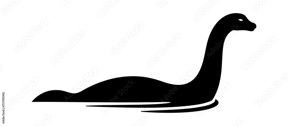 Obraz premium Loch Ness Monster Silhouette Vector Illustration